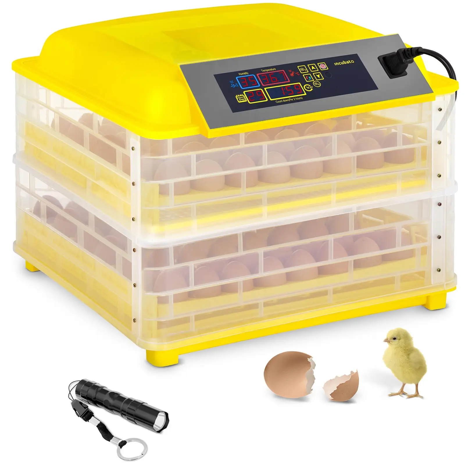 Incubatrice per uova professionale - 112 uova - Lampada sperauova integrata - Completamente automatica