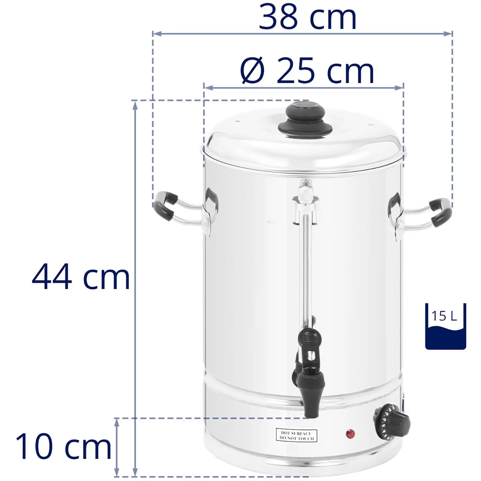Bollitore elettrico professionale - 15 litri - 2.500 W - Indicatore di riempimento - Impugnature ergonomiche - Leggero