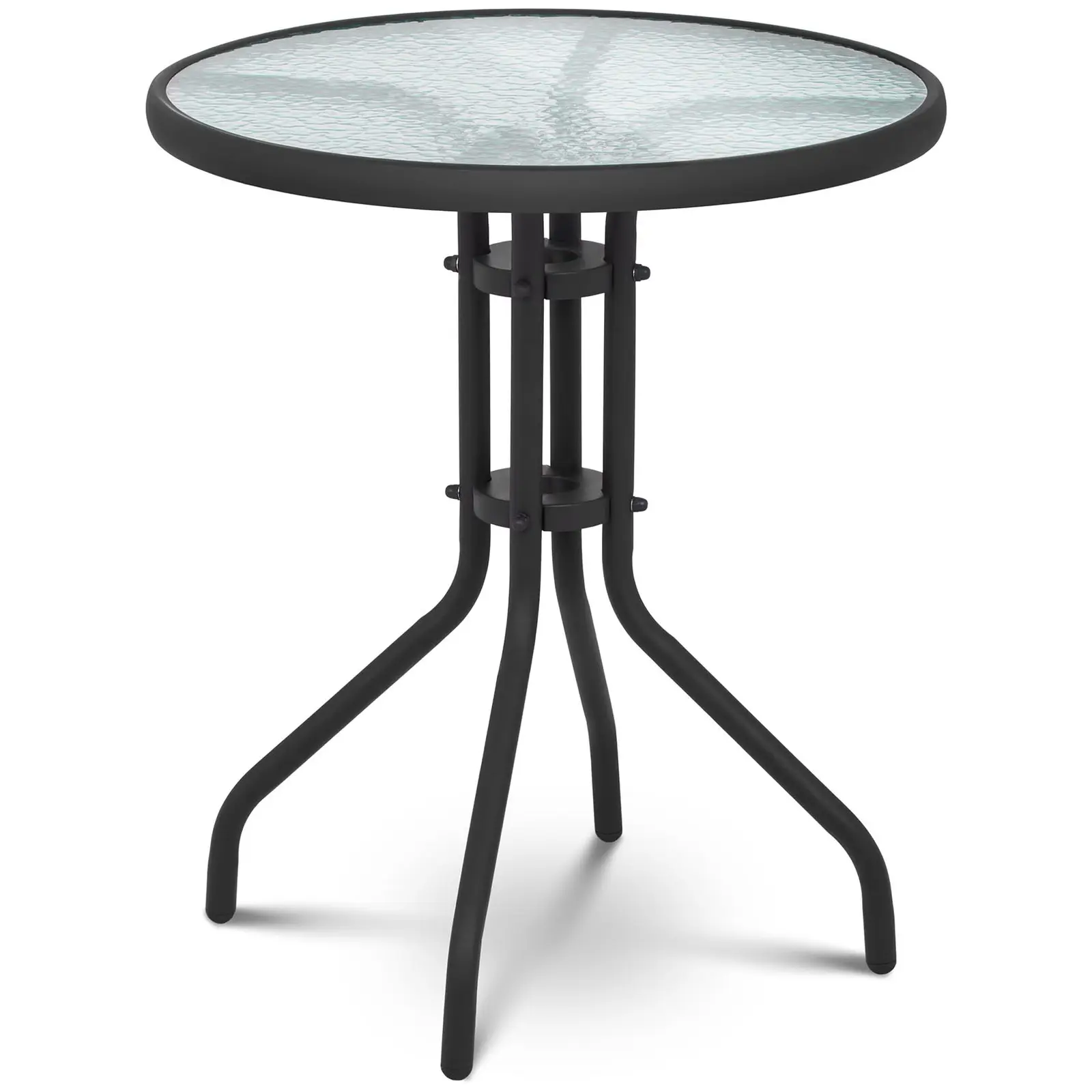 Tavolo da giardino rotondo - Ø 60 cm - Piano in vetro - Nero
