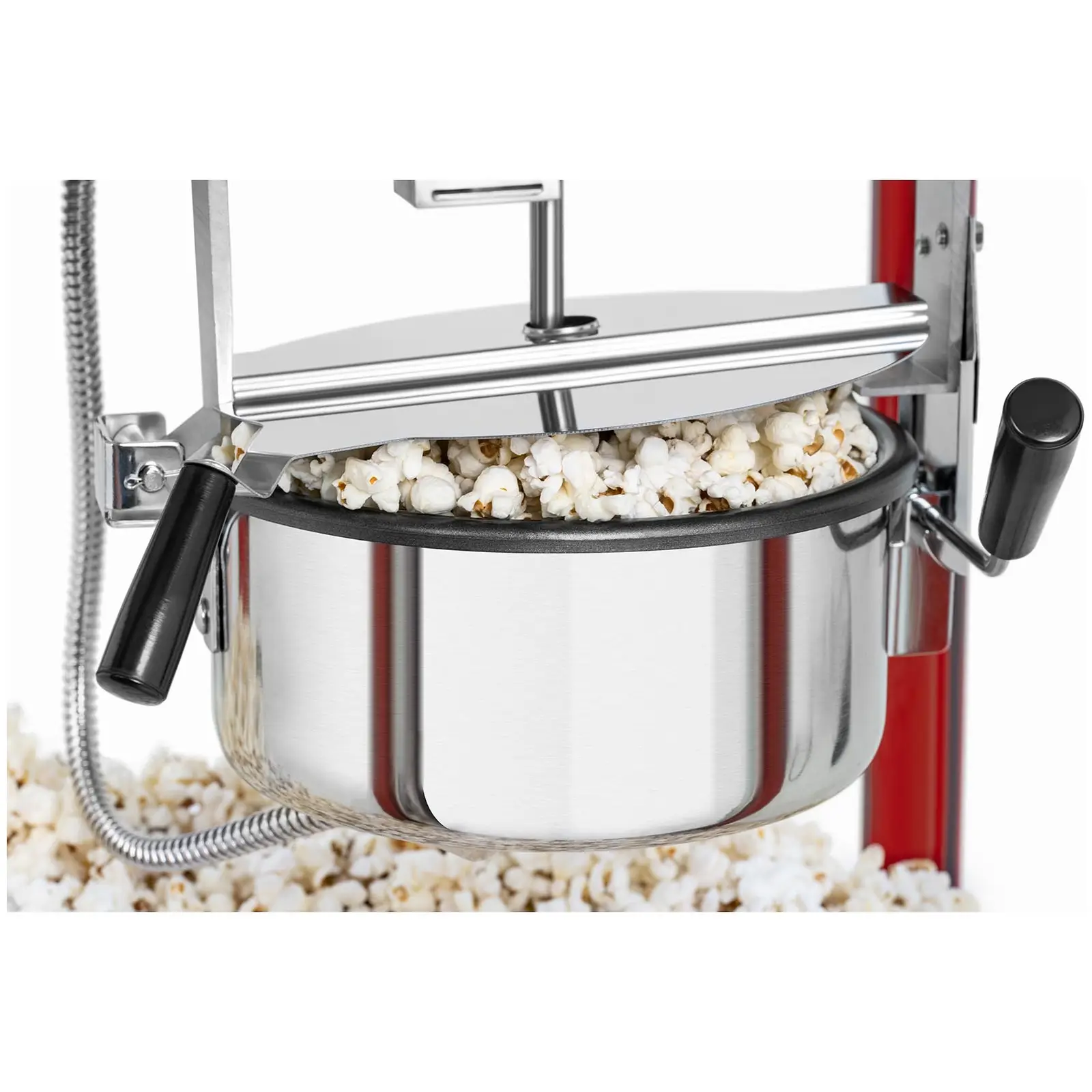 Macchina per popcorn piccola - Acciaio inossidabile rosso con vetro temperato e bollitore rivestito in teflon
