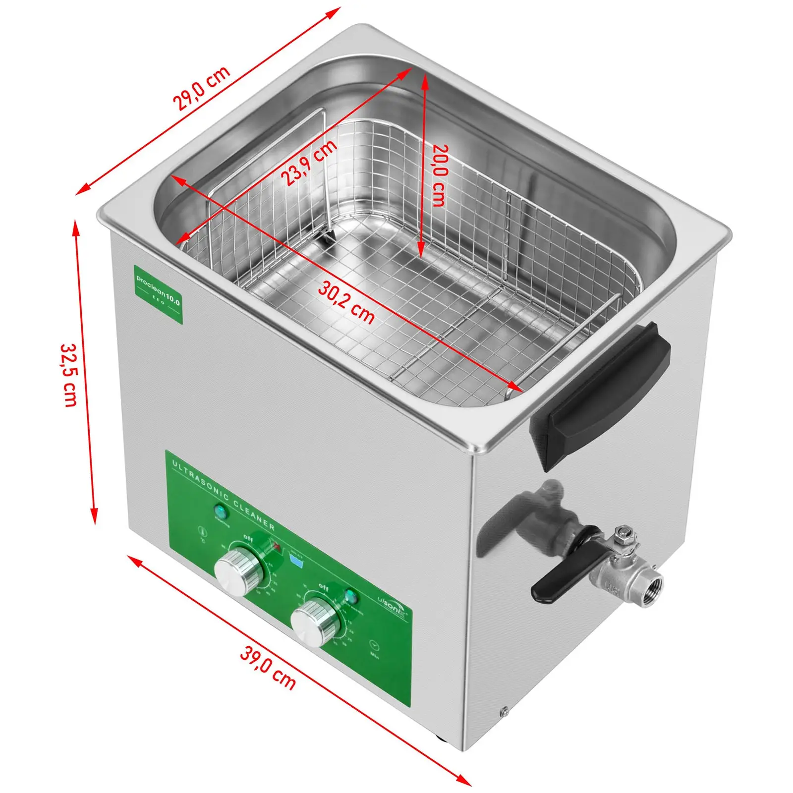 Lavatrice a ultrasuoni - 10 litri - 180 W - Eco