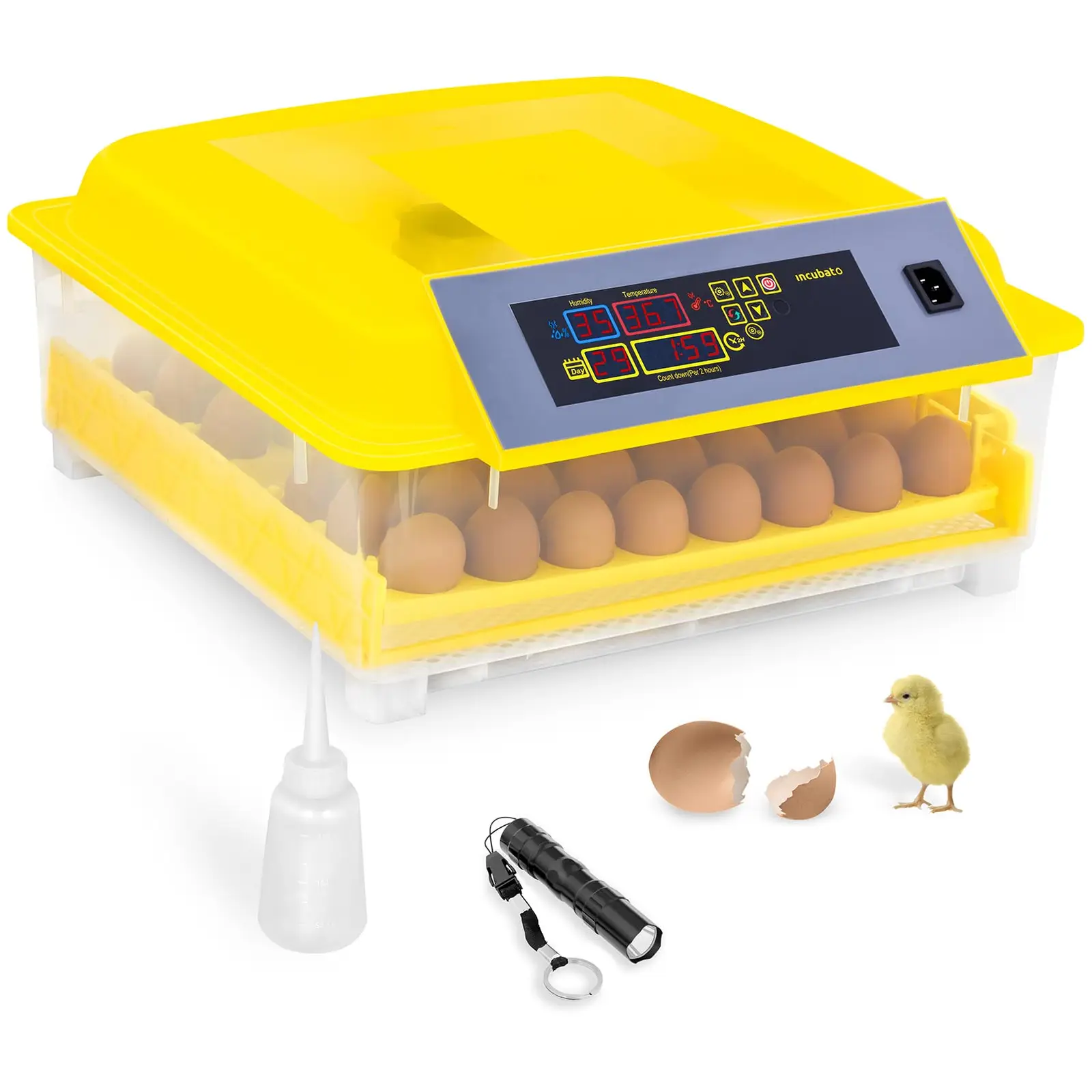 Seconda Mano Incubatrice per uova - 48 uova - Lampada sperauova e distributore d’acqua inclusi - Completamente automatica