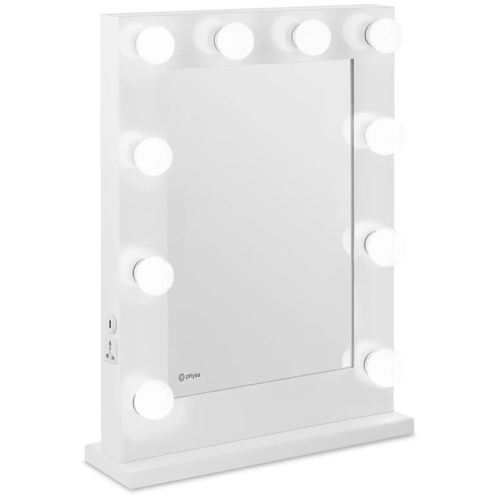 Specchio con luci per trucco - bianco - 10 LED - rettangolare