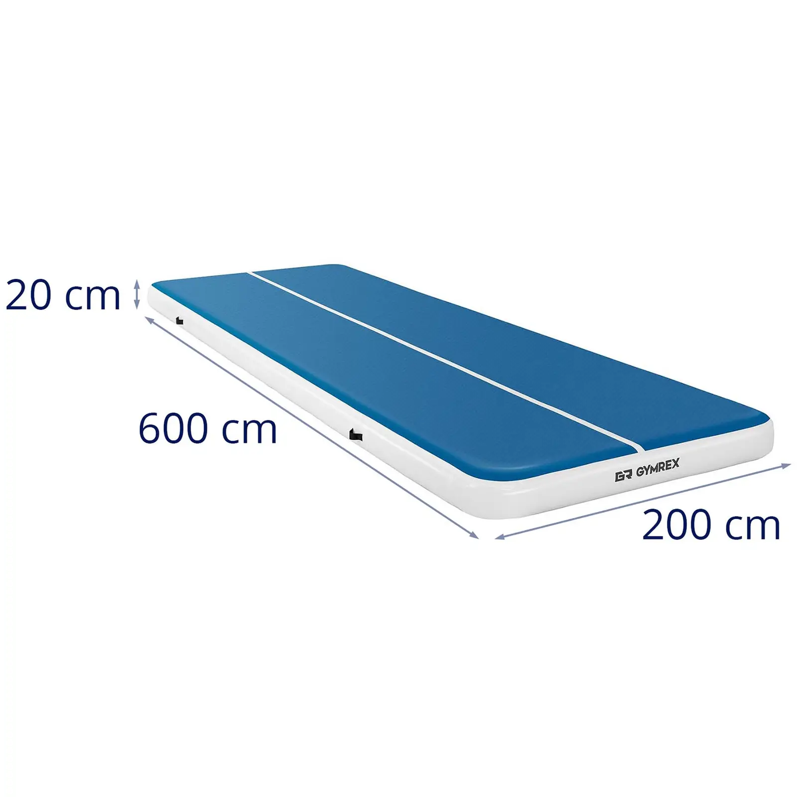 Tappeto da ginnastica gonfiabile - 600 x 200 x 20 cm - 400 kg - blu/bianco
