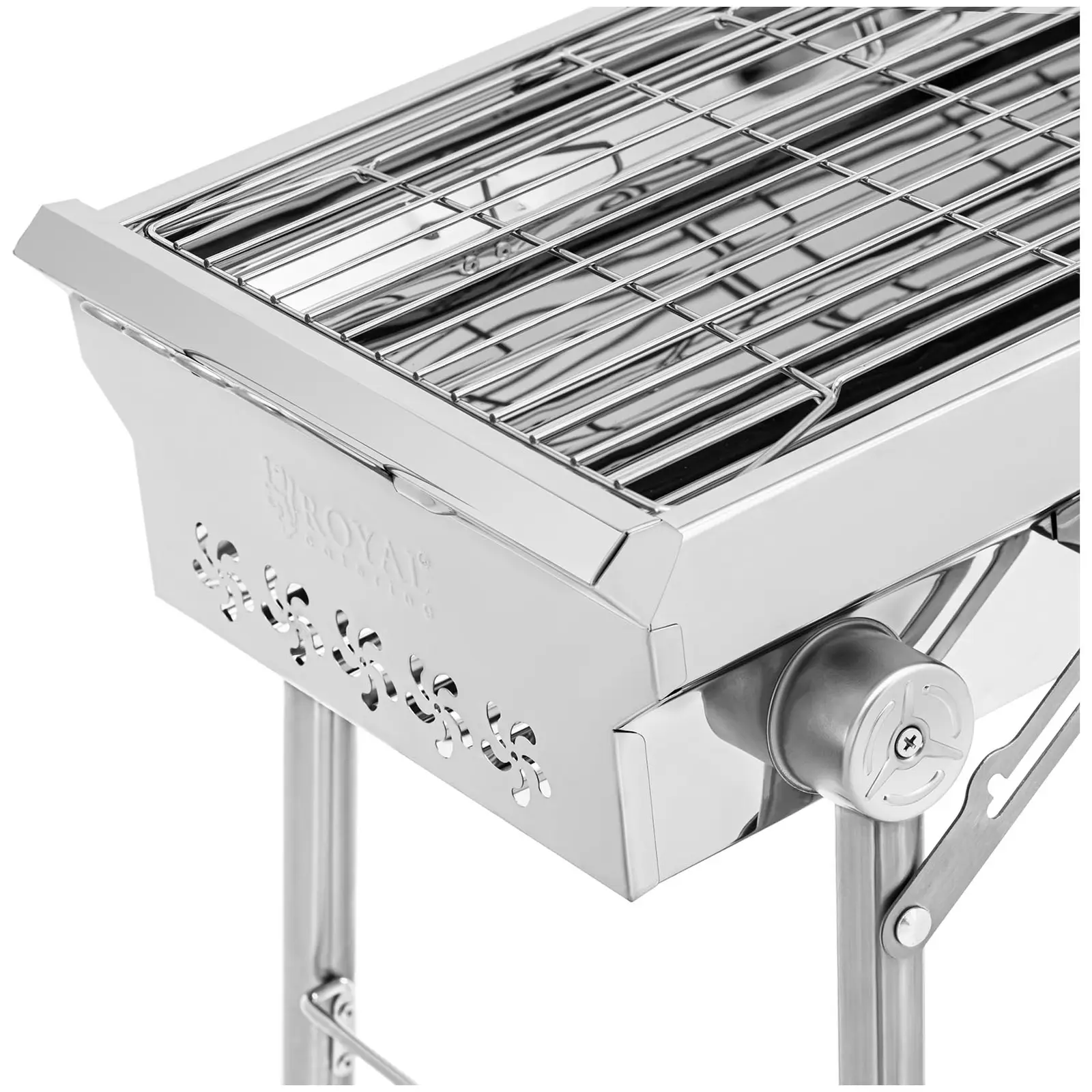 Barbecue a carbonella - Con griglia pieghevole - 43 x 25 cm - Acciaio inox, acciaio zincato - Royal Catering