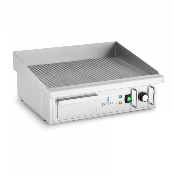 Fry top elettrico - 550 x 350 mm - Royal Catering - Rigato - 3000 W