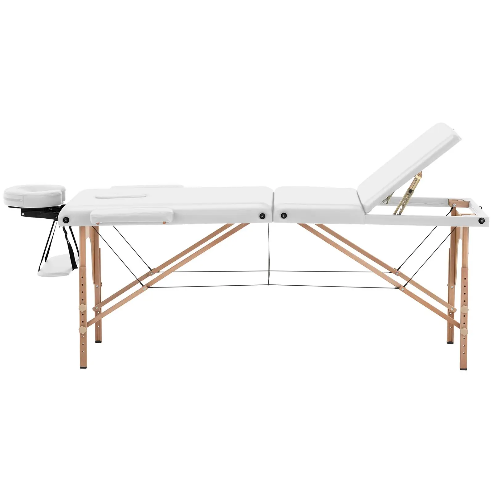 Lettino da massaggio portatile - Poggiapiedi inclinabile - Extra largo (70 cm) - Legno di faggio - Bianco