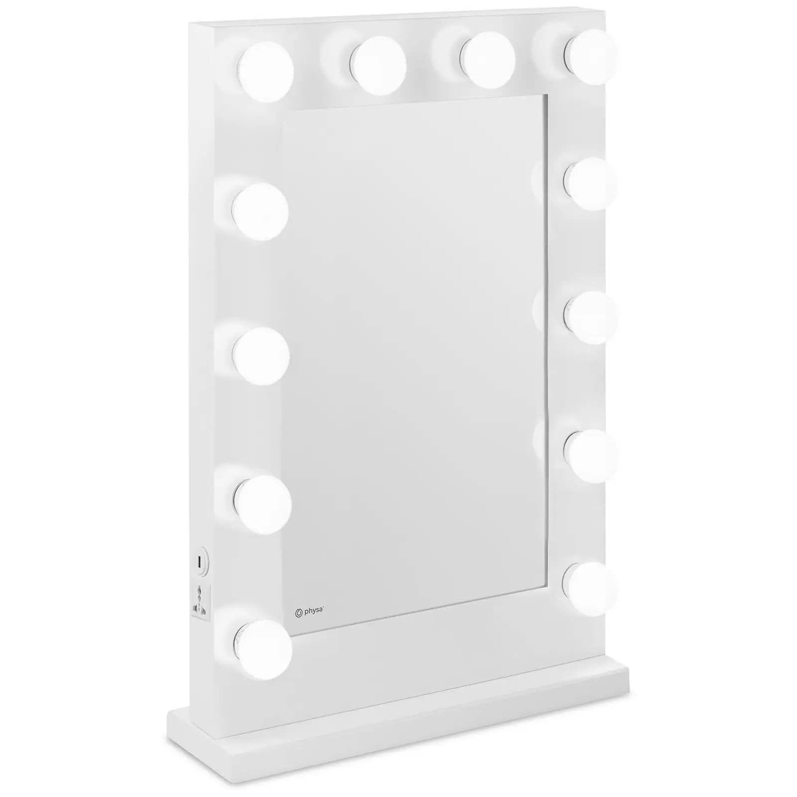 physa Specchio con Luci per Trucco Specchiera Make-Up PHY-CM-11 WHITE Bianco, 12 LED, Rettangolare 