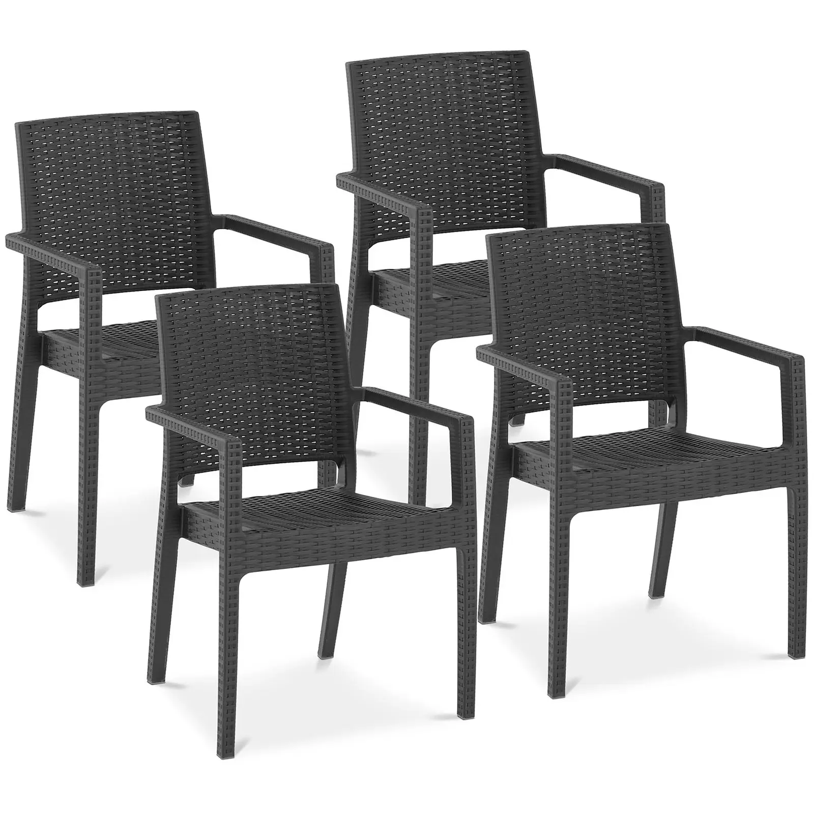 Sedia - set da 4 - fino a 150 kg - ampia area di seduta - nera - pieghevole