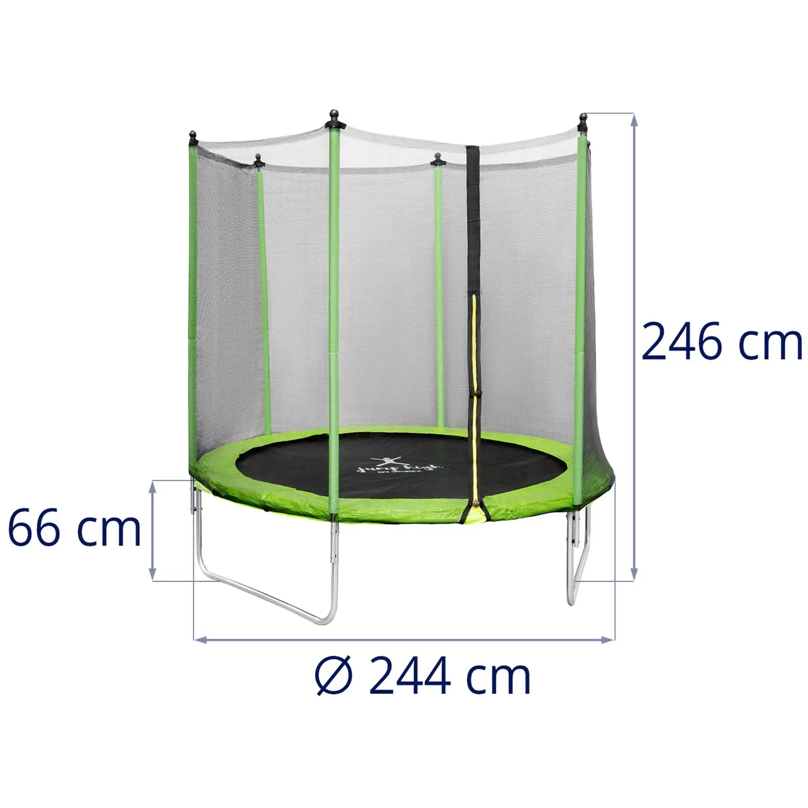 Trampolino elastico - Ø 244 x 180 cm - 80 kg - Rete - Nero/verde