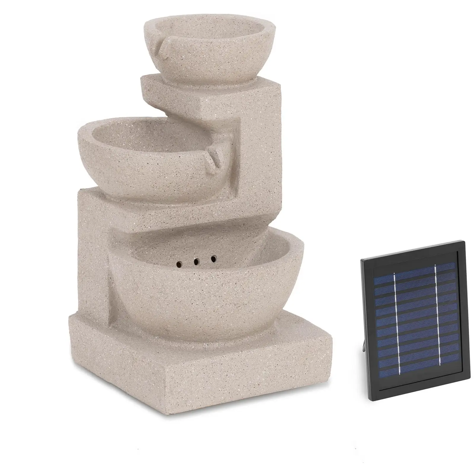 Fontana solare da giardino - 3 vasi su parete in argilla - Illuminazione a LED
