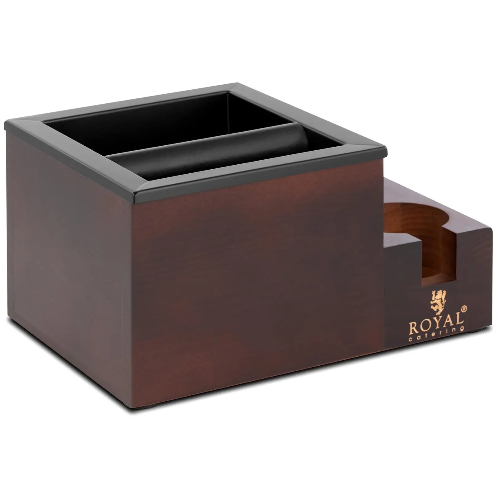 Cassetto fondi caffè con battifiltro e scomparto per accessori - Acciaio inox, legno 3,1 l - Royal Catering