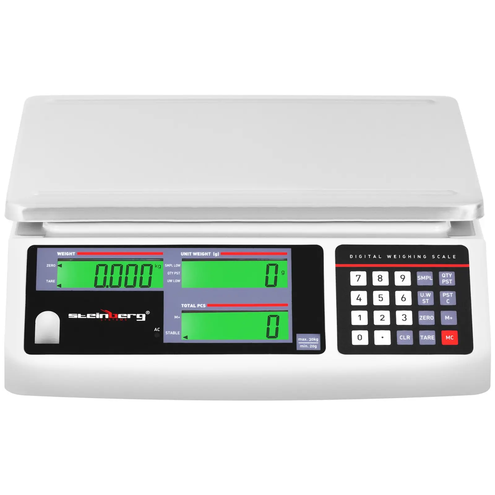 Bilancia contapezzi - 30 kg / 1 g - 3 LCD - batteria 72 h